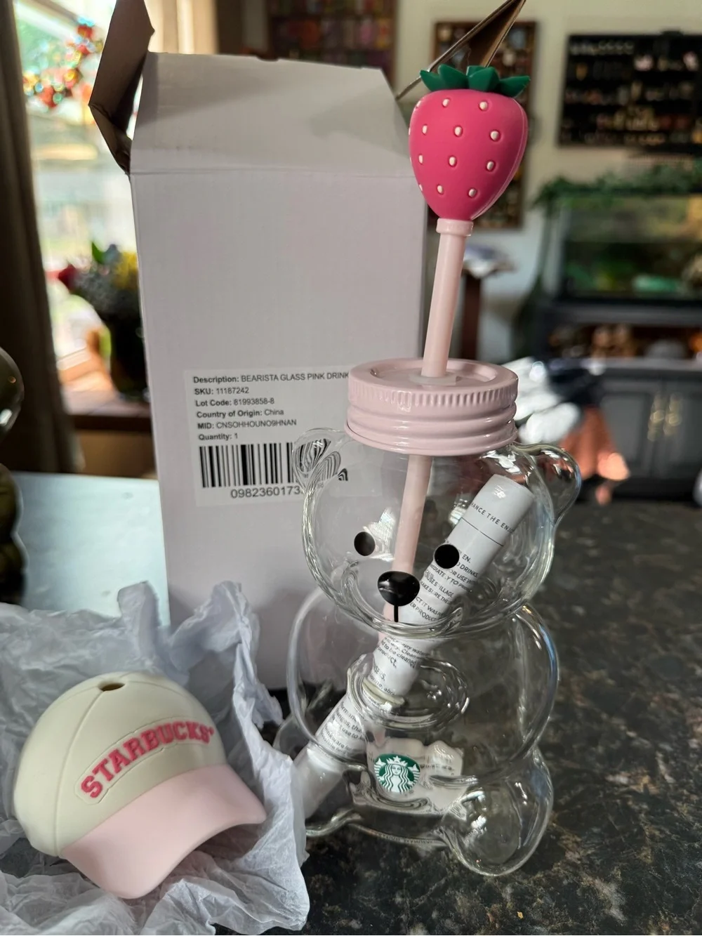 2026 Starbucks Strawberry Bearista Cup With Custom Car Cupholder